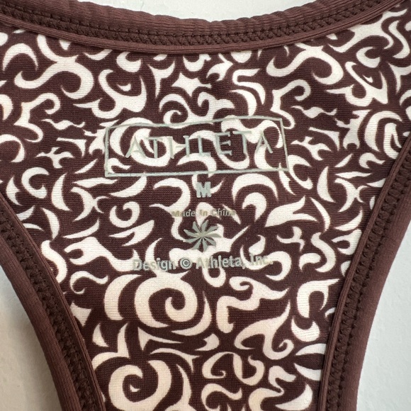 Athleta Bold Paisley V-Neck Racerback Tankini, Brown/Multi, M - Picture 5 of 8